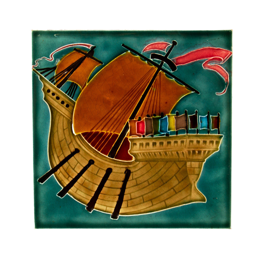 Pilkington's Royal Lancastrian galleon tile