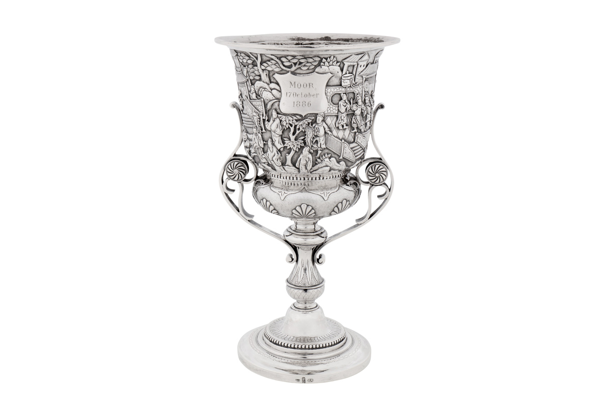 Chinese export silver standing cup