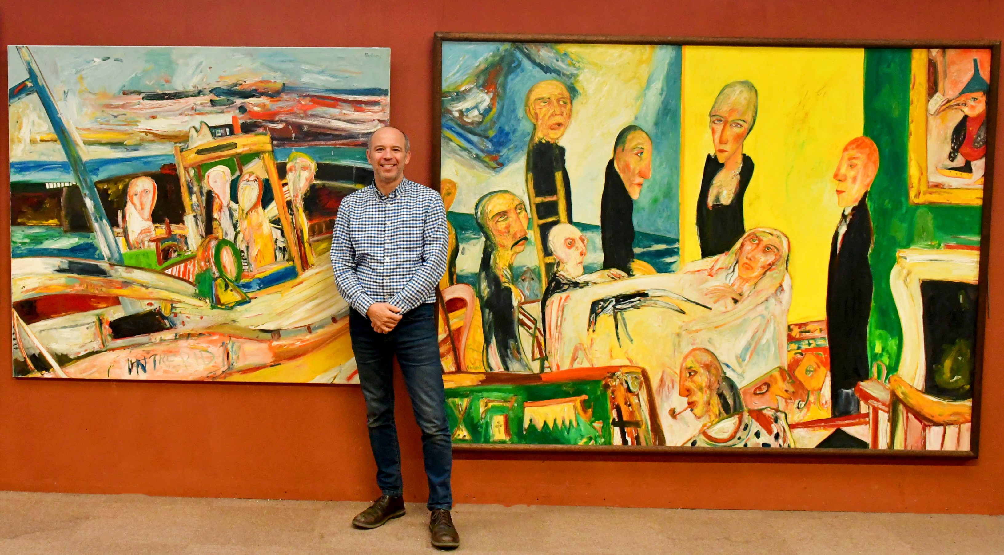 Adam Partridge With Two Paintings By John Bellany