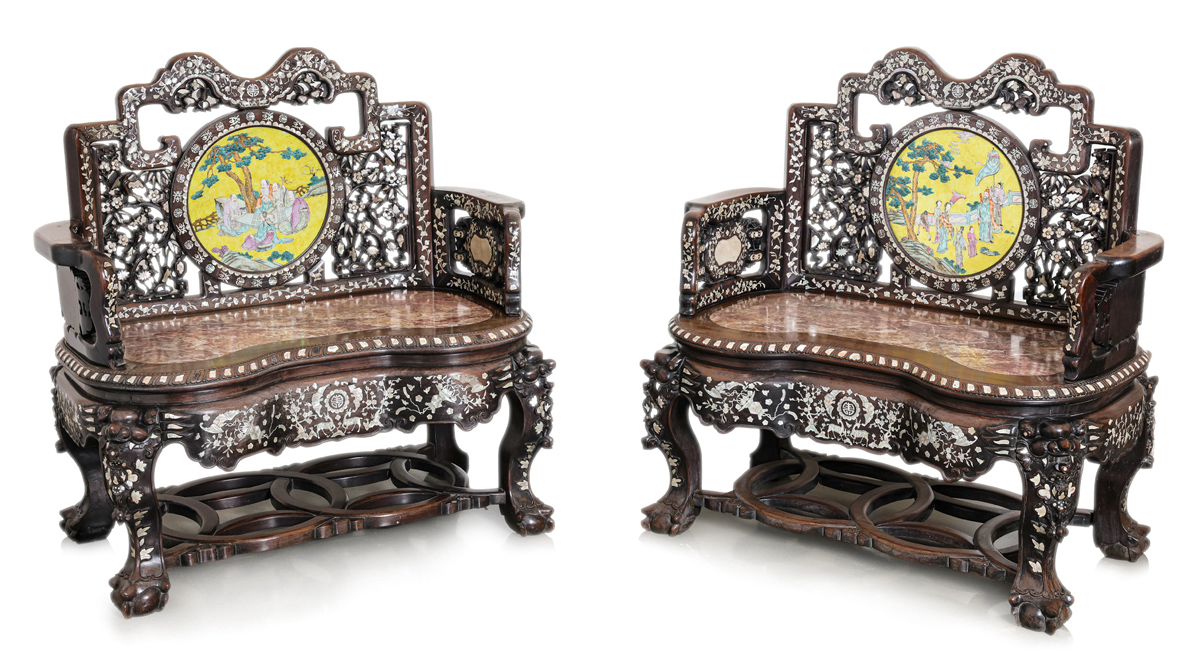 Qing blackwood throne chairs