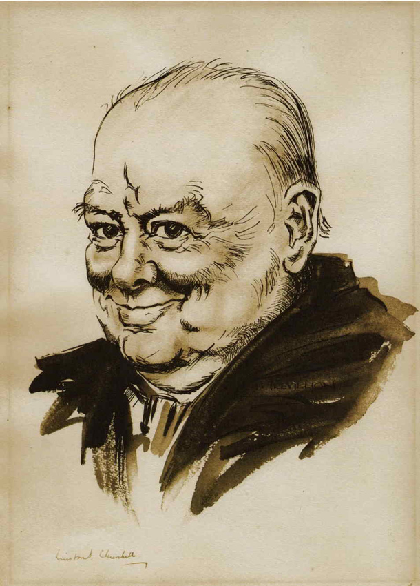 Churchill Portrait By Paul Trevillion, Signed By Churchill, Set For Auction Credit Hansons