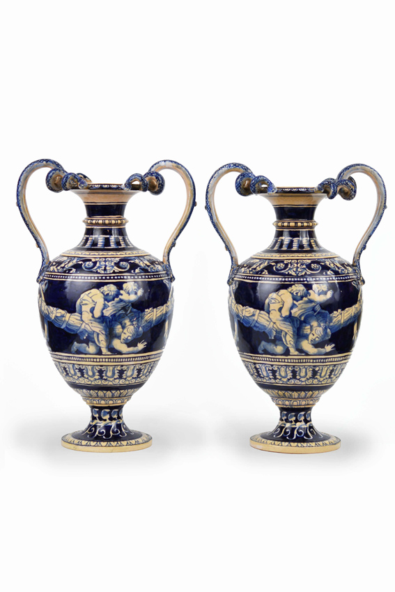 3. Rare Minton Renaissance Revival Vases By Nick Boston Downstairs At Grays