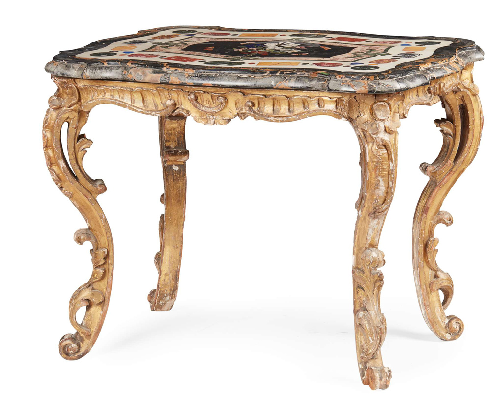Italian giltwood and pietra dura centre table