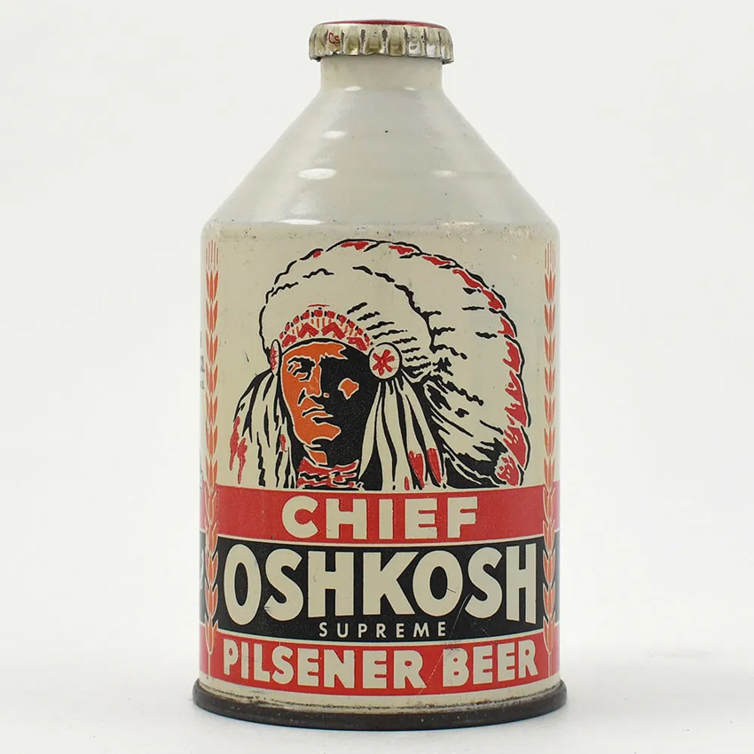 2689NEDI NIB Chief Oshkosh Beer Can