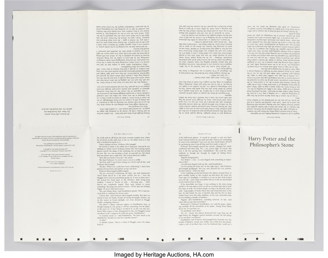 Harry Potter printer's sheets
