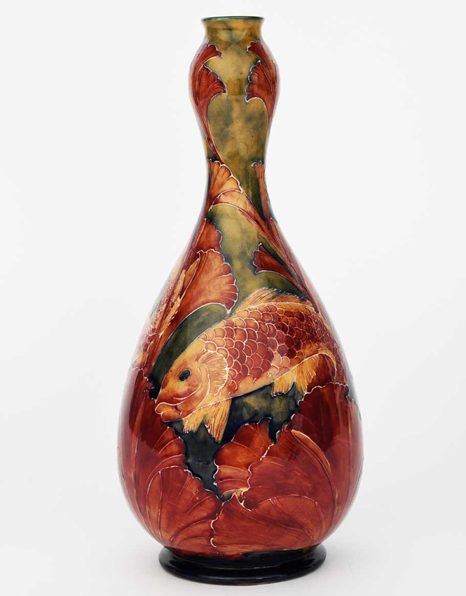 Flambé Carp vase by William Moorcroft