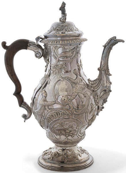 George III rococo silver coffee pot