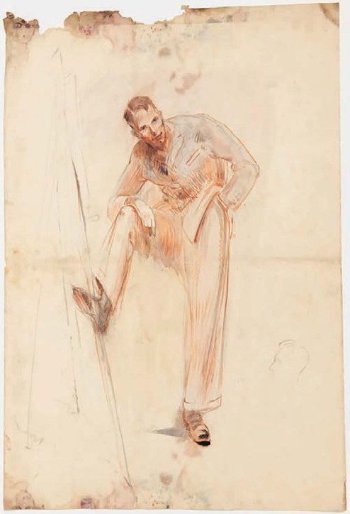 An Artist at His Easel by Evelyn Dunbar