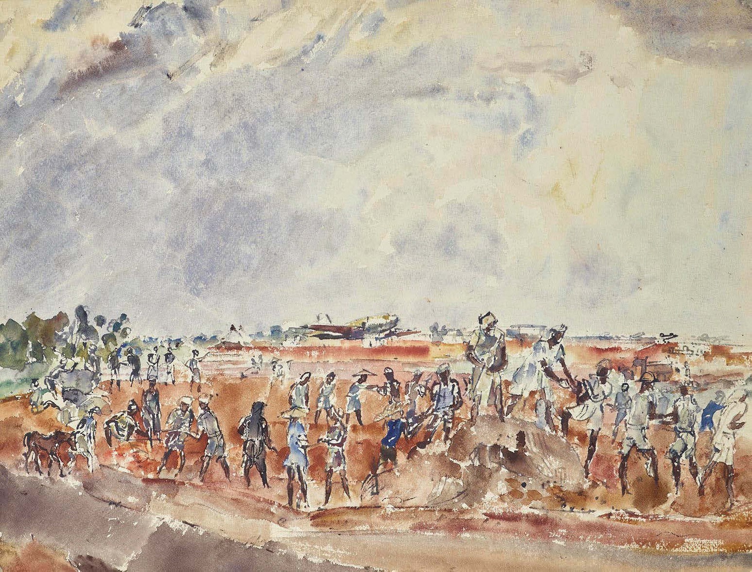 Building an Airfield, Pegu (Burma) by Thomas Hennell