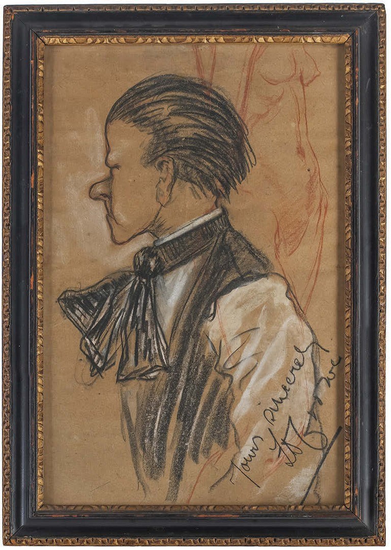 Henry Moore chalk caricature