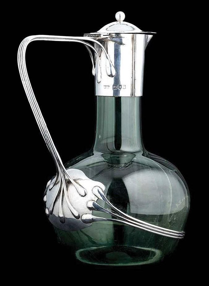 Silver and glass wine decanter