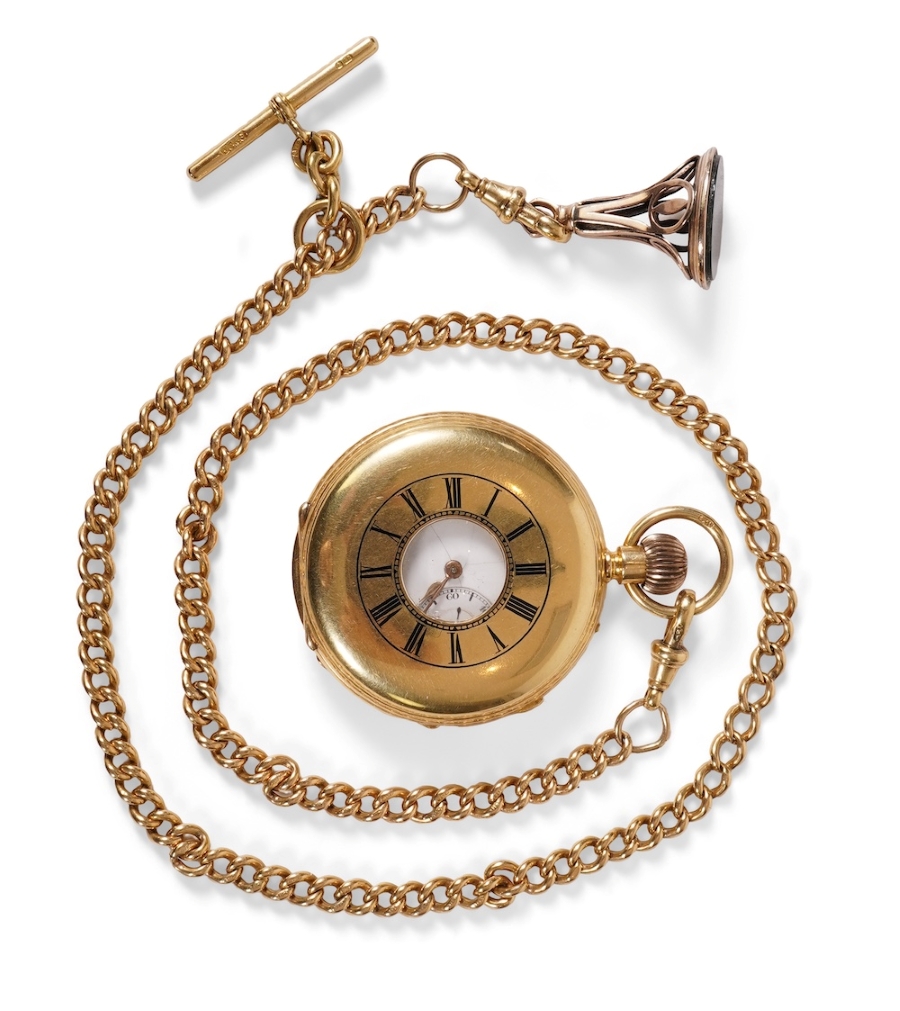 A gold pocket watch