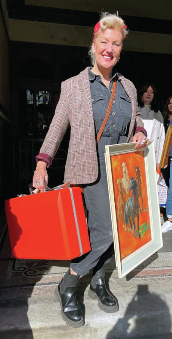 A customer at a vintage fair