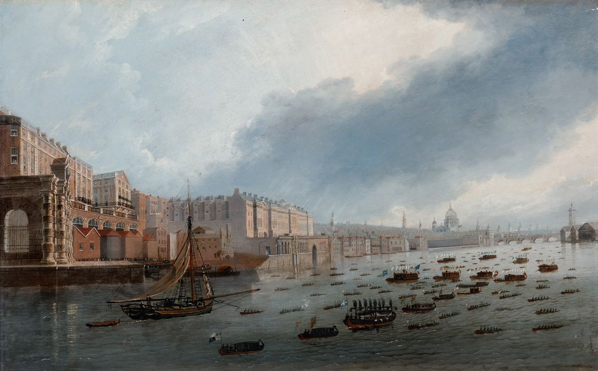 Daniel Turner painting of Nelson's funeral barge