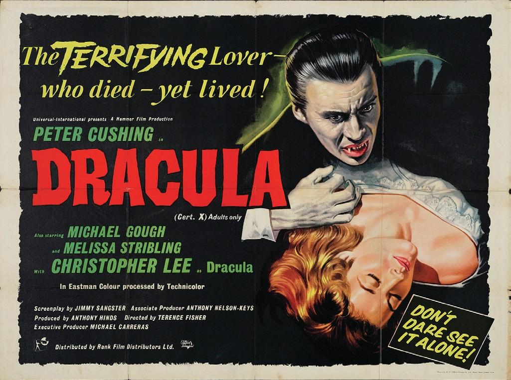 A 1958 British quad poster for Dracula