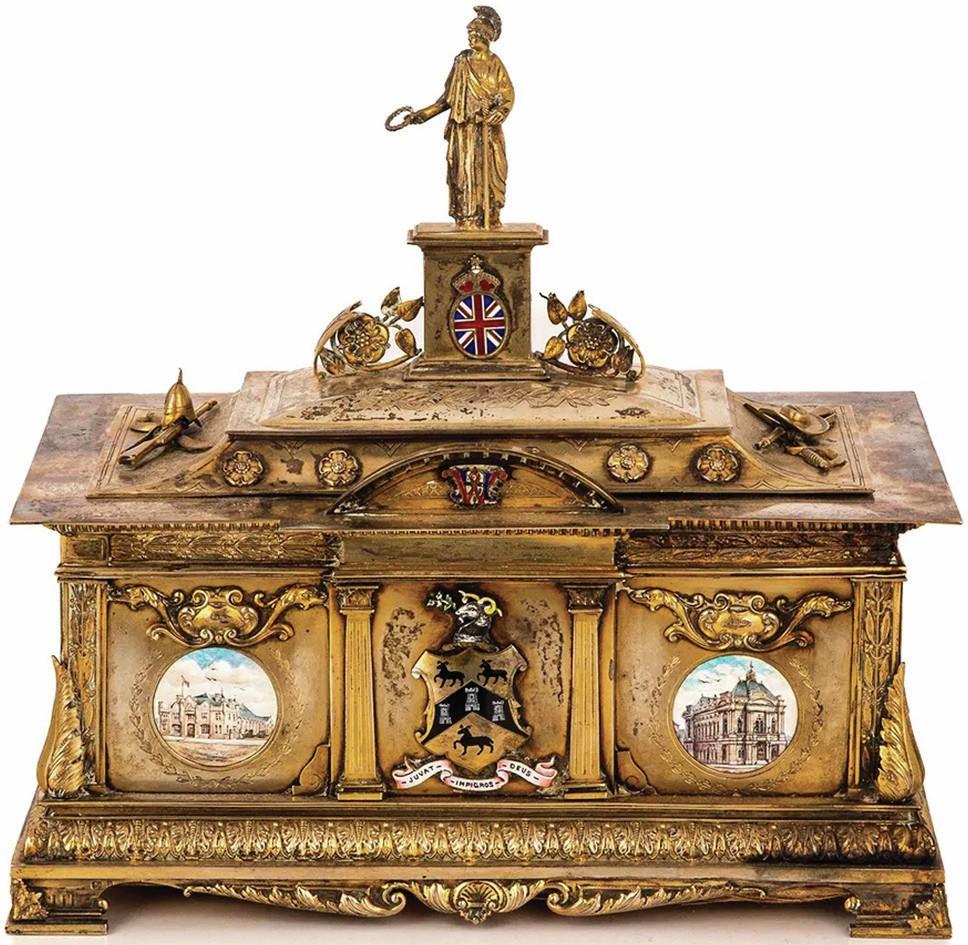 A silver gilt English freedom box
