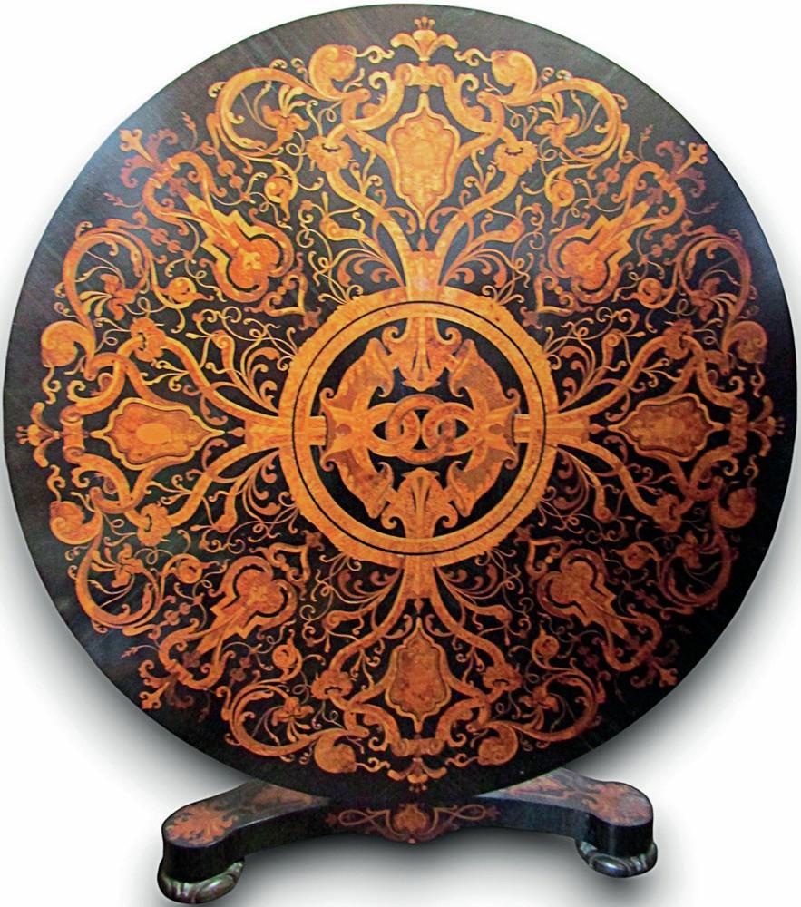 Victorian rosewood marquetry centre table