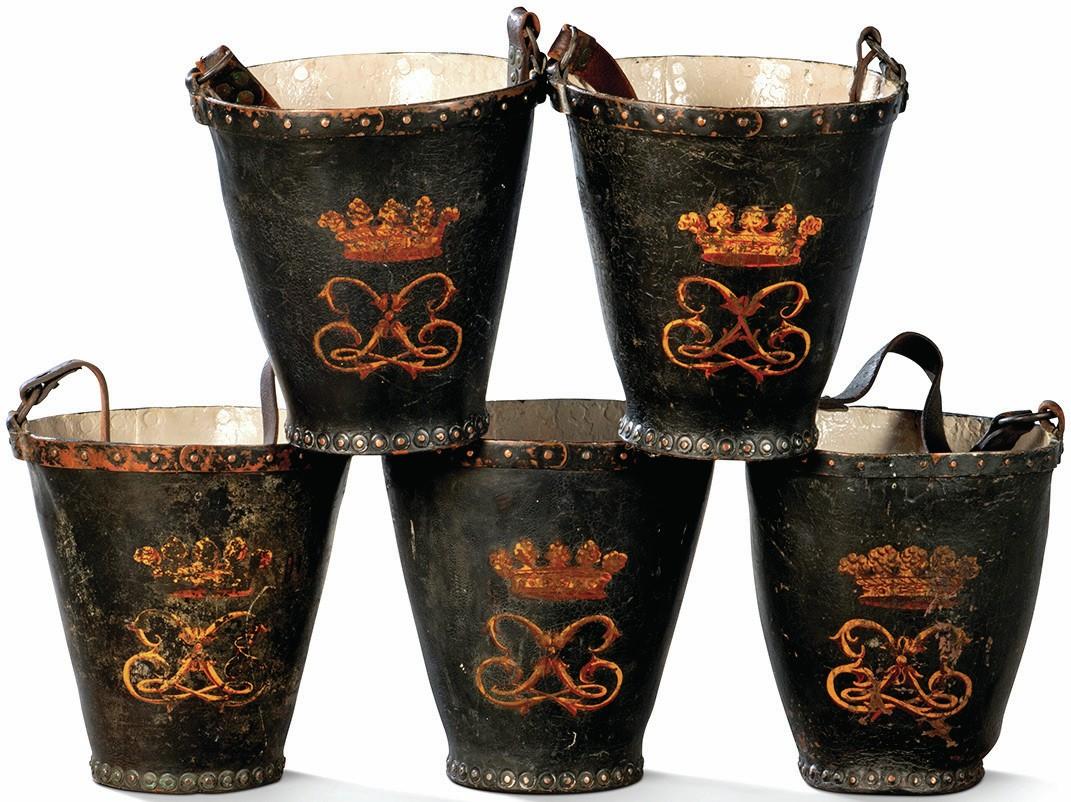 George III leather fire buckets