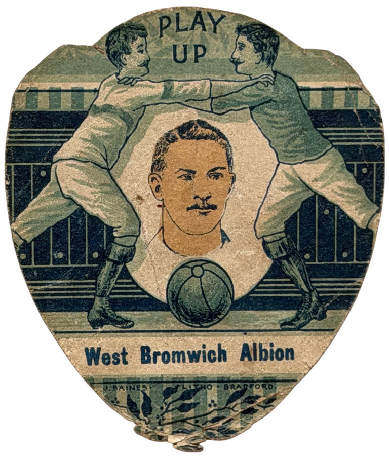 A trade card featuring Billy Bassett of West Bromwich Albion