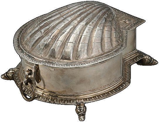 A silver sugar or spice box