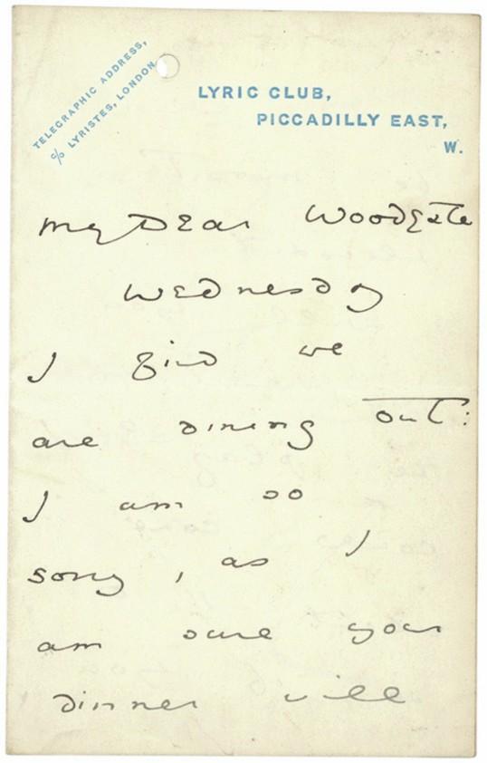 A photo of a letter written by Oscar Wilde