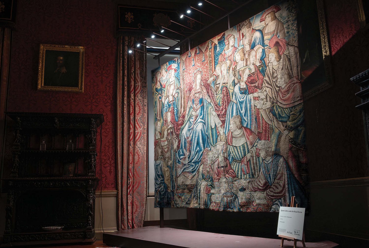 The Queen Esther tapestry on display at Oxburgh Estate. 