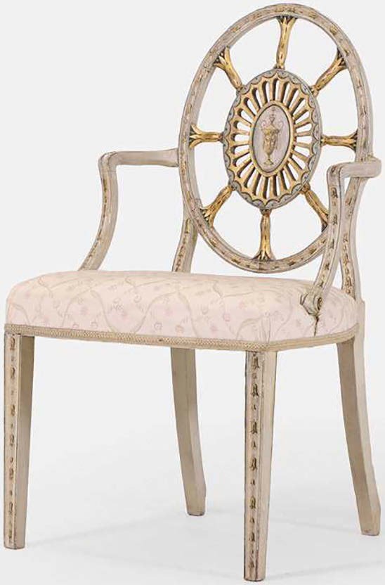 George III painted and parcel gilt armchair