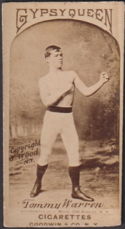 A cigarette card with boxer Tommy Warren