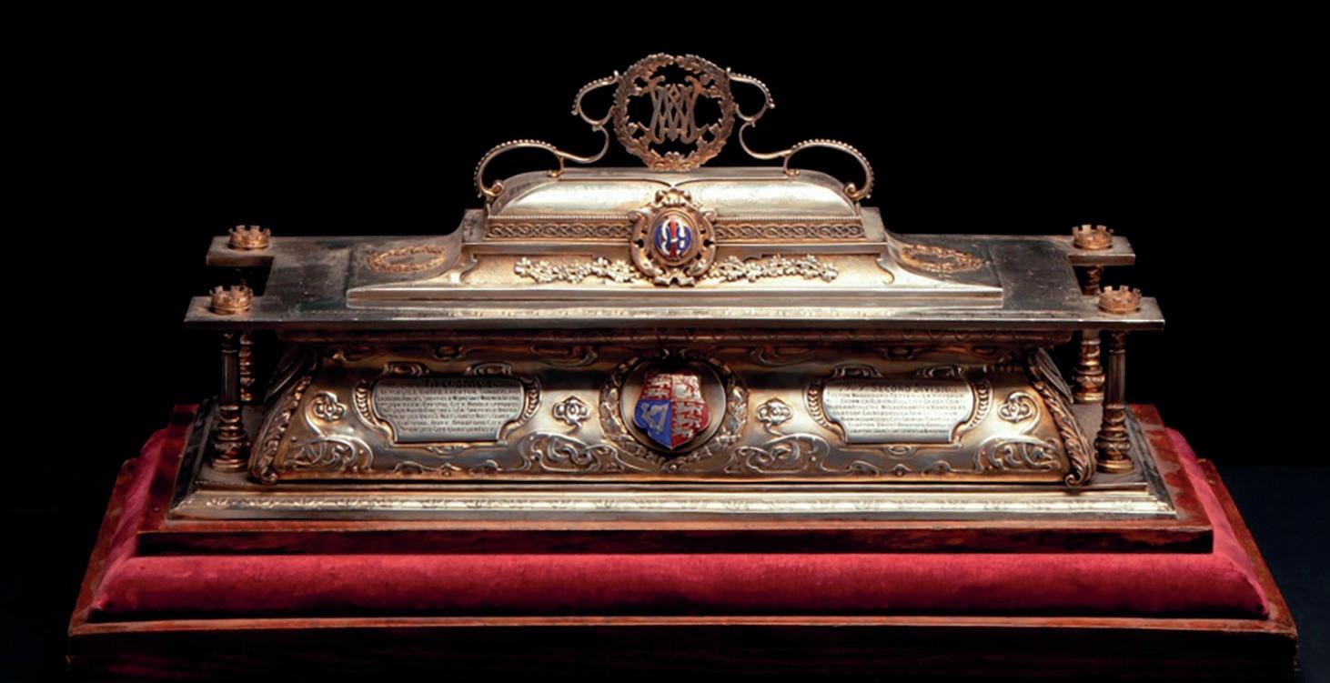 Silver-gilt and enamel casket