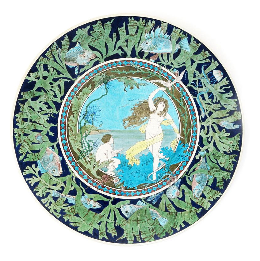 Burmantofts faience charger at Woolley & Wallis of Salisbury