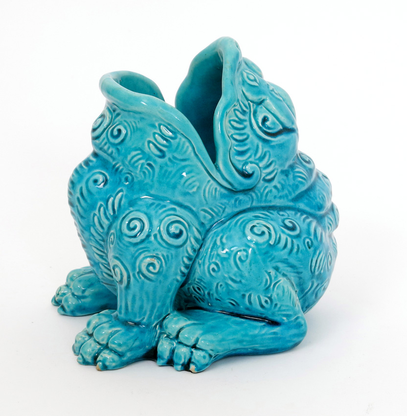 Burmantofts Faience grotesque spoon-warmer