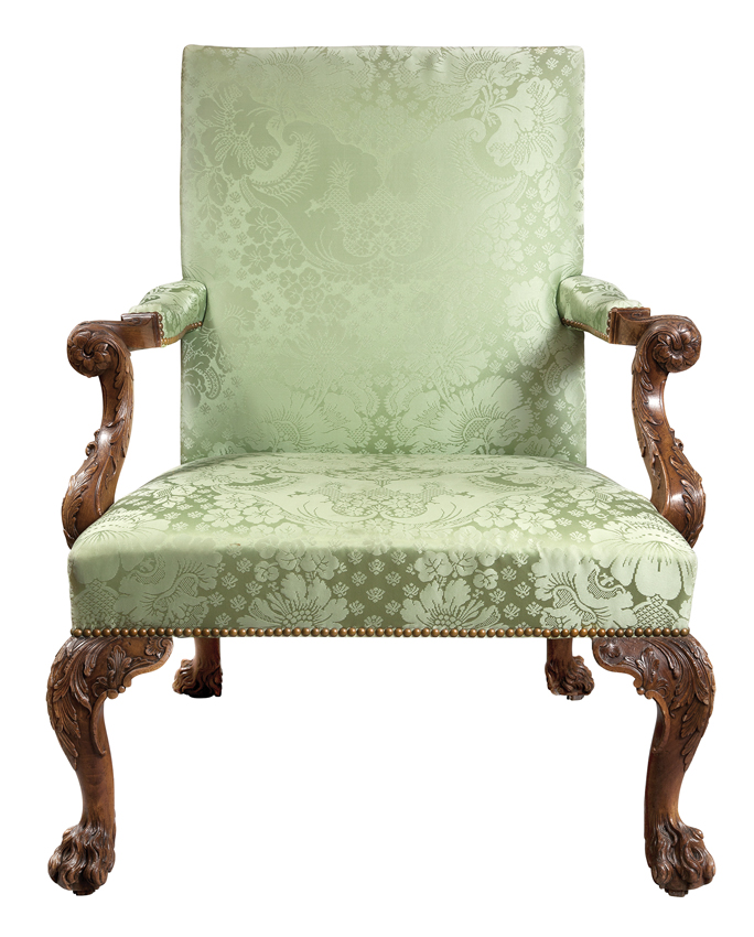 George II walnut library armchair