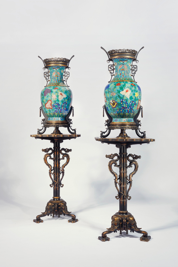 Cloisonné enamel vases