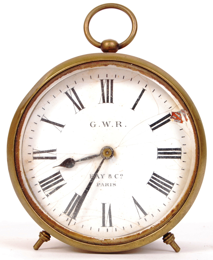 Great Western Railway brass cased drum clock