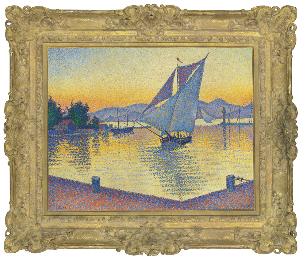 ‘Le Port au soleil couchant, Opus 236 (Saint-Tropez)’ by Paul Signac