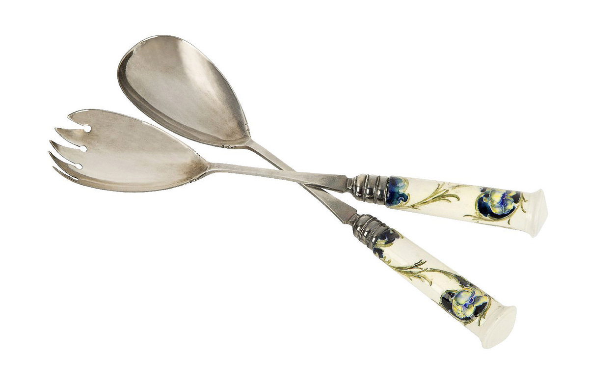 Moorcroft Macintyre Florian Ware ‘Blue Poppy’ salad servers
