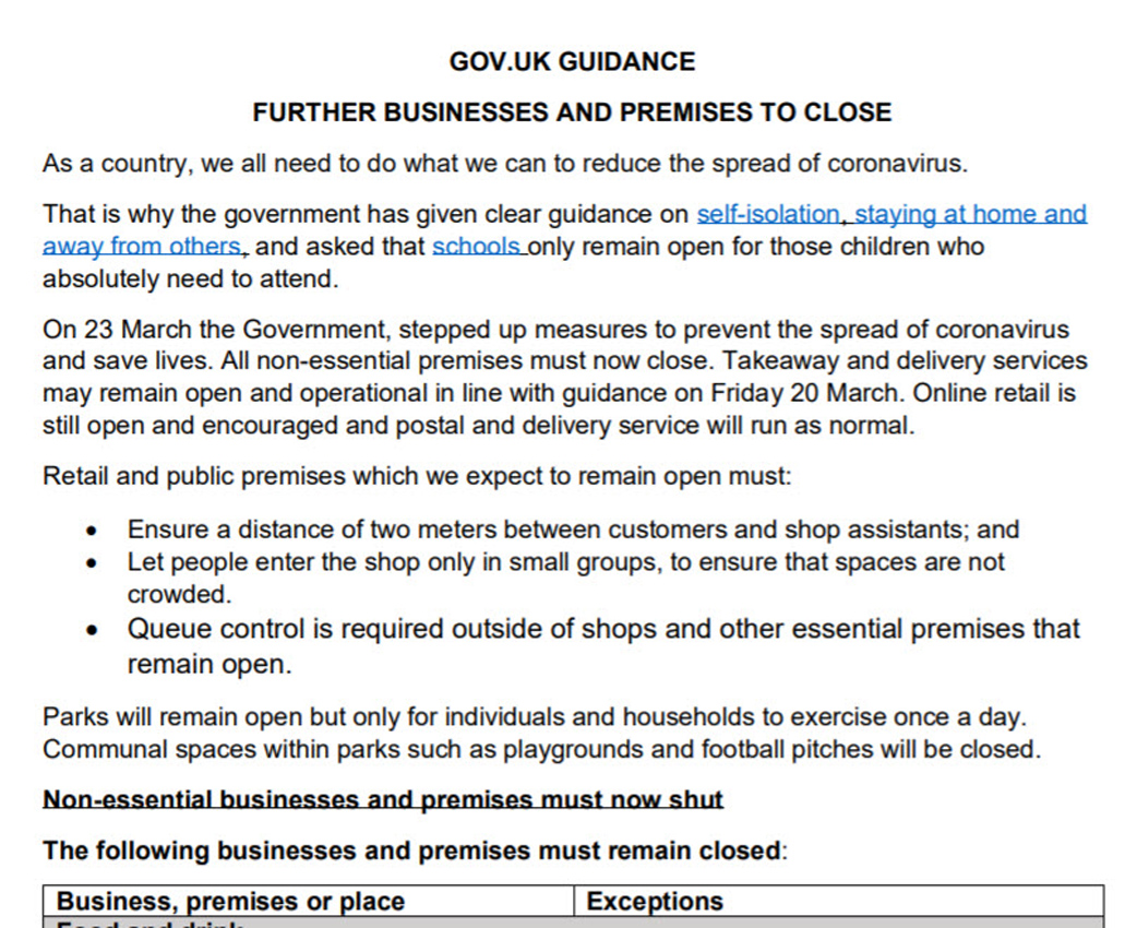 government list coronavirus