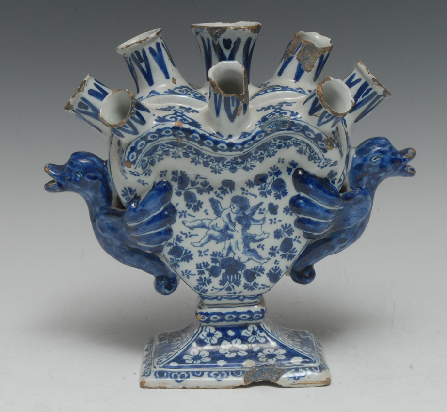 Delft blue and white tulip vase