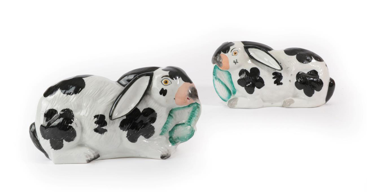 Staffordshire pottery rabbits