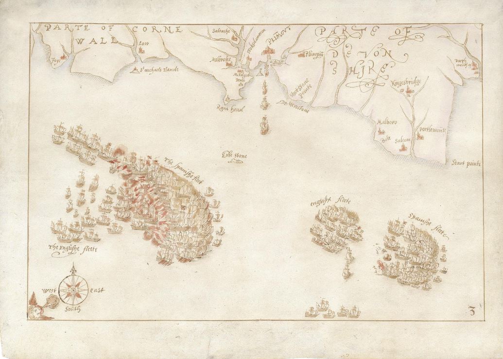 One of 10 rare maps depicting the Spanish Armada