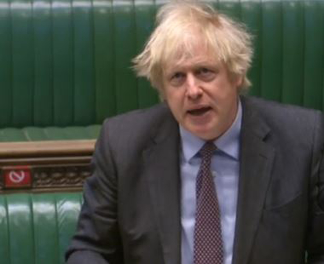 Prime minister Boris Johnson in the House of Commons