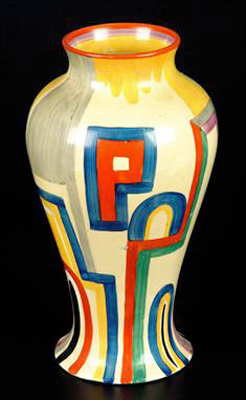 Clarice Cliff Tennis pattern Meiping vase
