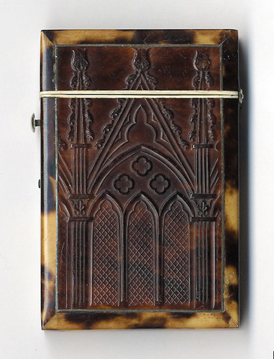 Victorian pressed tortoiseshell card case