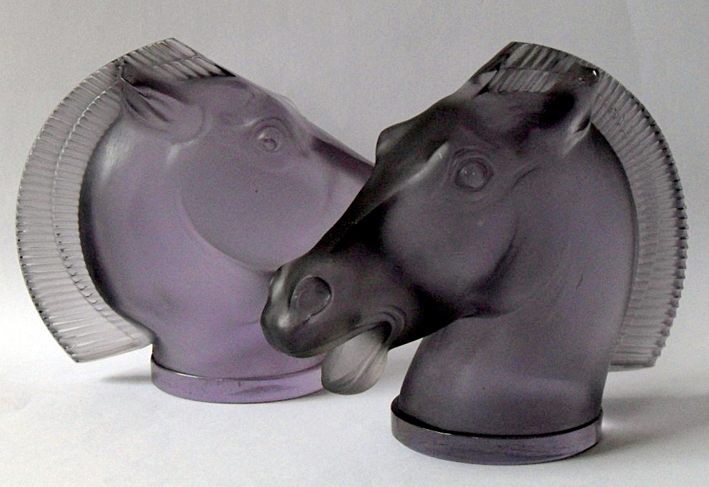 Lalique amethyst glass Longchamp car mascots