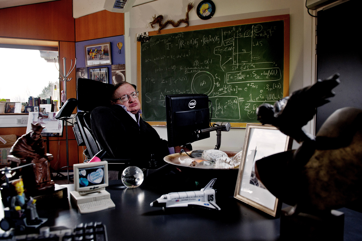 Professor Stephen Hawking in his office