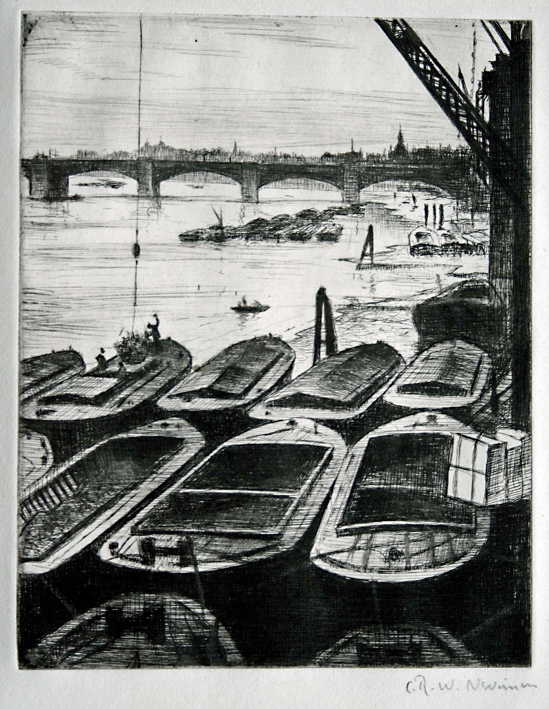 Waterloo Bridge drypoint etching by Nevinson