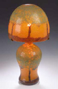 Monart lamp in mottled orange glass