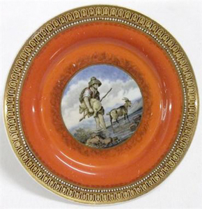Prattware plate printed with The Faithful Shepherd