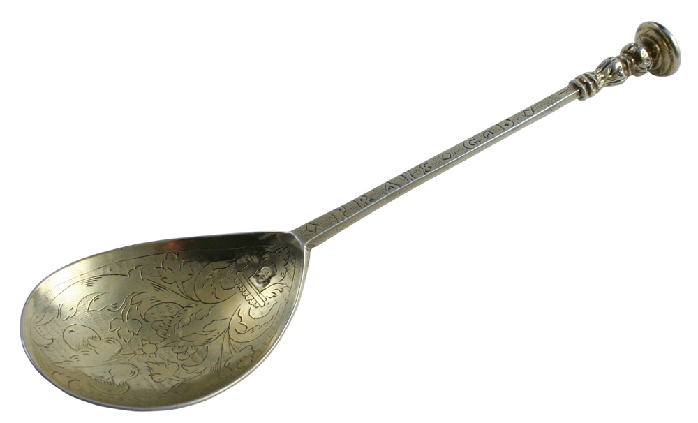 Silver gilt seal top spoon