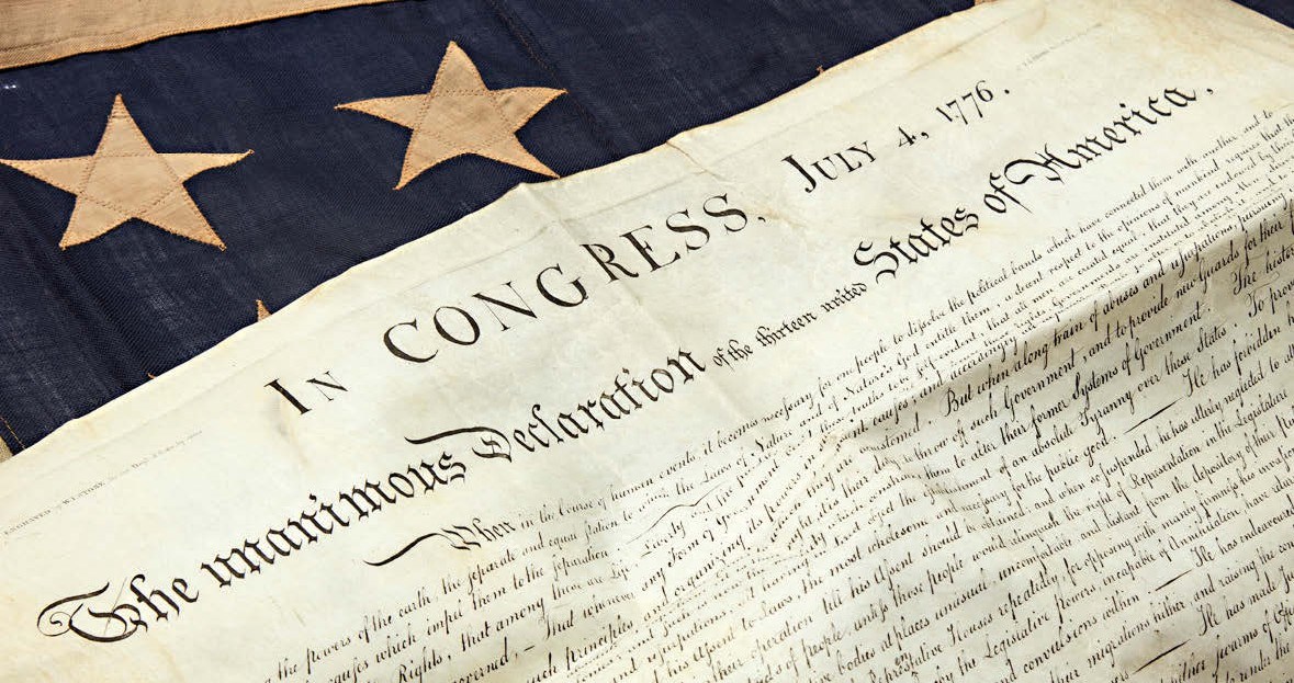 A copy of the Declaration of Independence